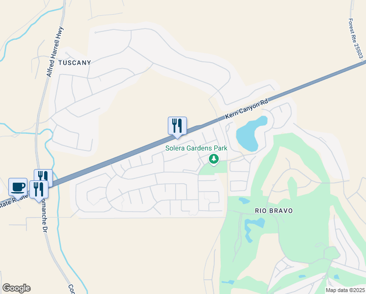 map of restaurants, bars, coffee shops, grocery stores, and more near 14109 Sandstone Peak Drive in Bakersfield