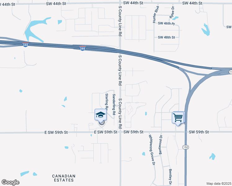 map of restaurants, bars, coffee shops, grocery stores, and more near 5604 Sanderling Road in Oklahoma City