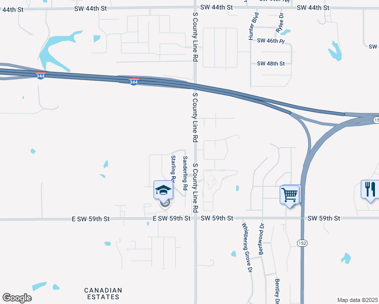 map of restaurants, bars, coffee shops, grocery stores, and more near 5600 Sanderling Road in Oklahoma City