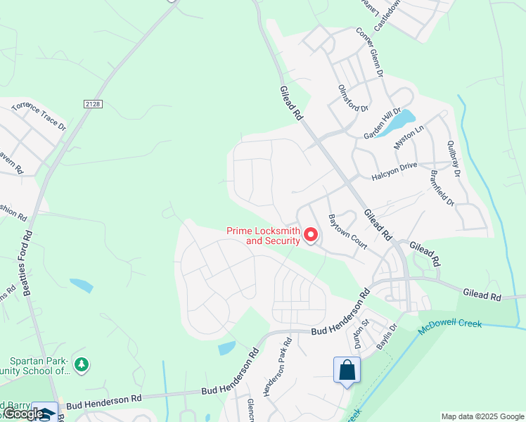 map of restaurants, bars, coffee shops, grocery stores, and more near 14816 Baytown Court in Huntersville