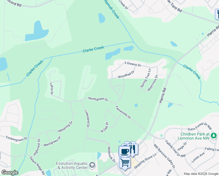 map of restaurants, bars, coffee shops, grocery stores, and more near 416 Vintage Hill Lane in Huntersville