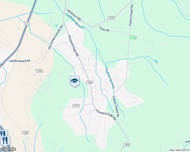 map of restaurants, bars, coffee shops, grocery stores, and more near 107 Little Fox in Fletcher