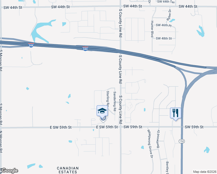 map of restaurants, bars, coffee shops, grocery stores, and more near 5605 Sanderling Road in Oklahoma City