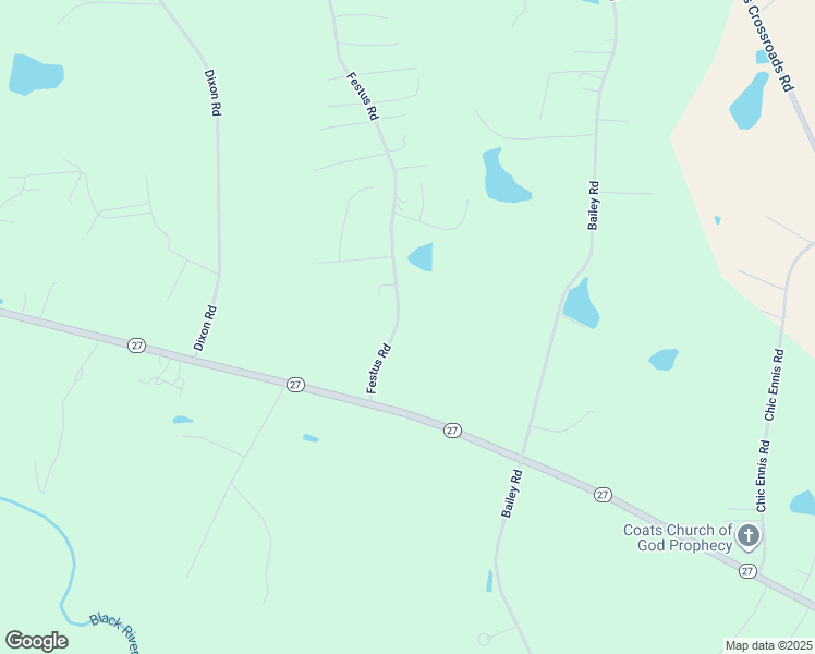 map of restaurants, bars, coffee shops, grocery stores, and more near 194 Festus Road in Coats