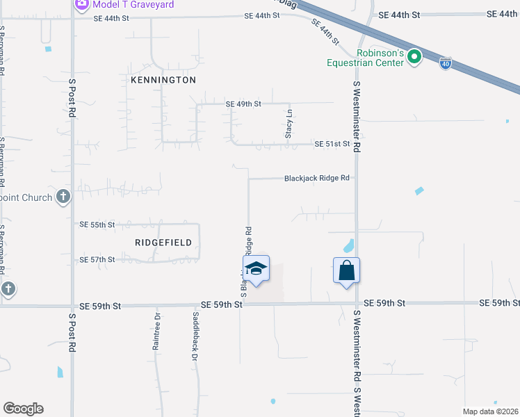 map of restaurants, bars, coffee shops, grocery stores, and more near 5600 Black Jack Ridge Road in Oklahoma City