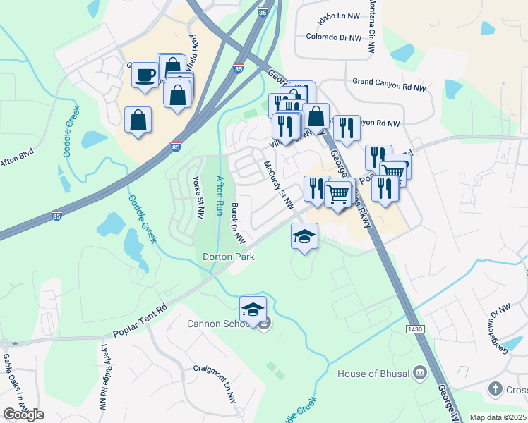 map of restaurants, bars, coffee shops, grocery stores, and more near 5641 Winslow Avenue Northwest in Concord