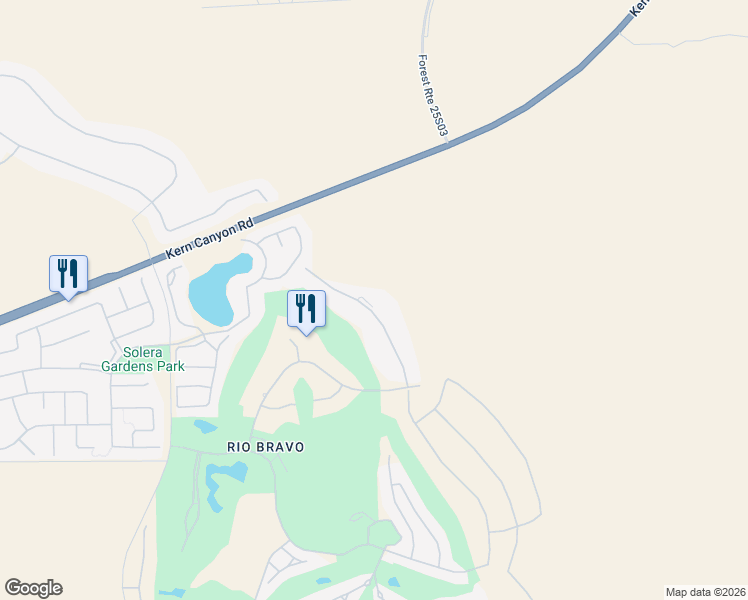 map of restaurants, bars, coffee shops, grocery stores, and more near 6215 De La Guerra Terrace in Bakersfield