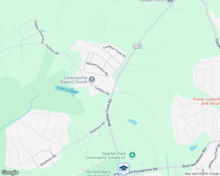 map of restaurants, bars, coffee shops, grocery stores, and more near 6620 Cashion Road in Huntersville