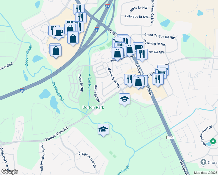 map of restaurants, bars, coffee shops, grocery stores, and more near 5637 Winslow Avenue Northwest in Concord