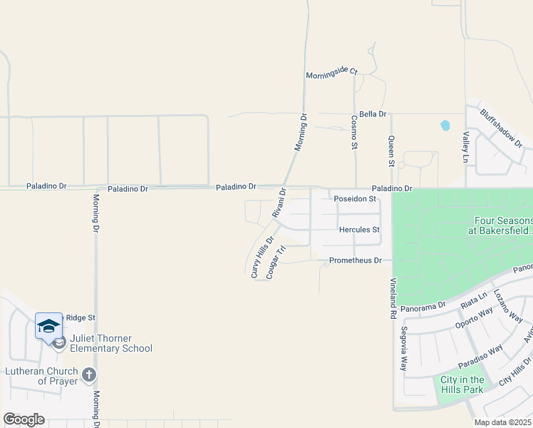 map of restaurants, bars, coffee shops, grocery stores, and more near 9012 Hills View Drive in Bakersfield