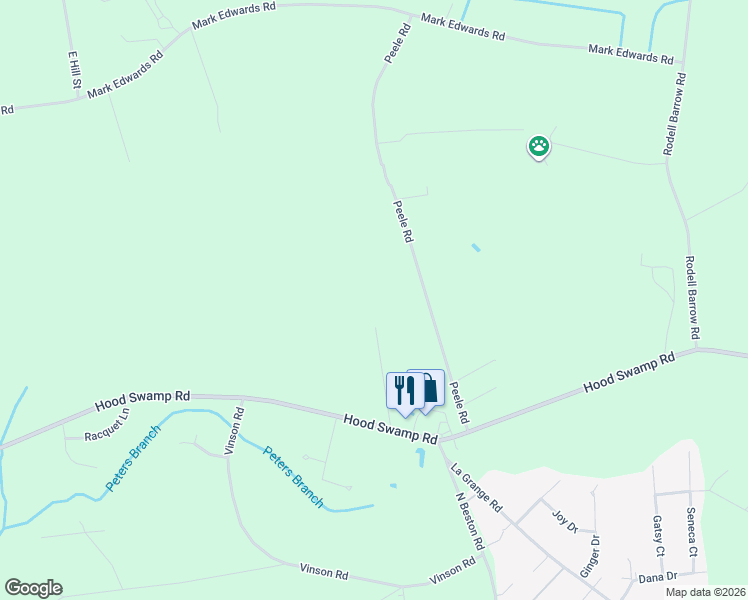 map of restaurants, bars, coffee shops, grocery stores, and more near 1391 Hood Swamp Road in Goldsboro