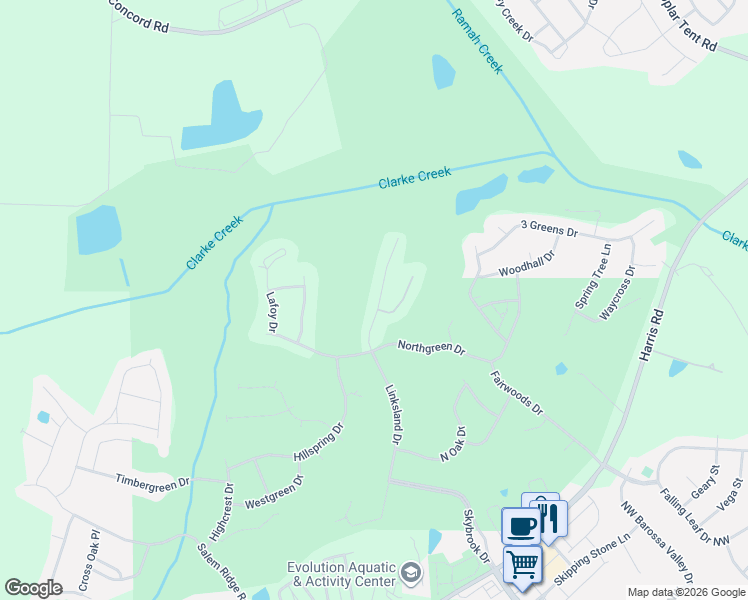 map of restaurants, bars, coffee shops, grocery stores, and more near 10233 Linksland Drive in Huntersville