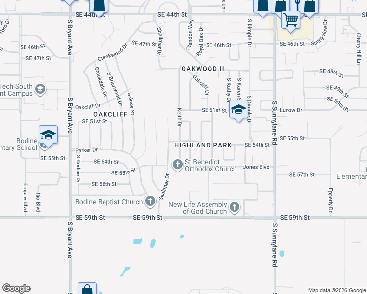 map of restaurants, bars, coffee shops, grocery stores, and more near 5413 Chad Road in Oklahoma City