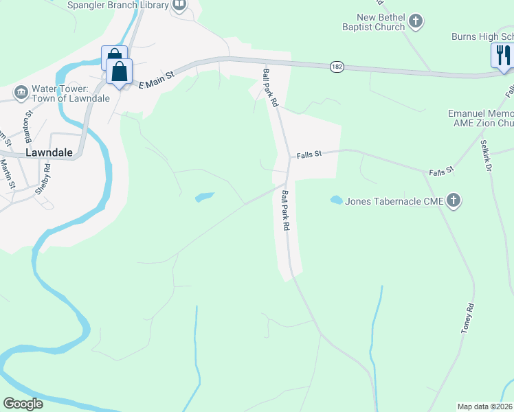map of restaurants, bars, coffee shops, grocery stores, and more near 110 Old Stage Coach Road in Lawndale