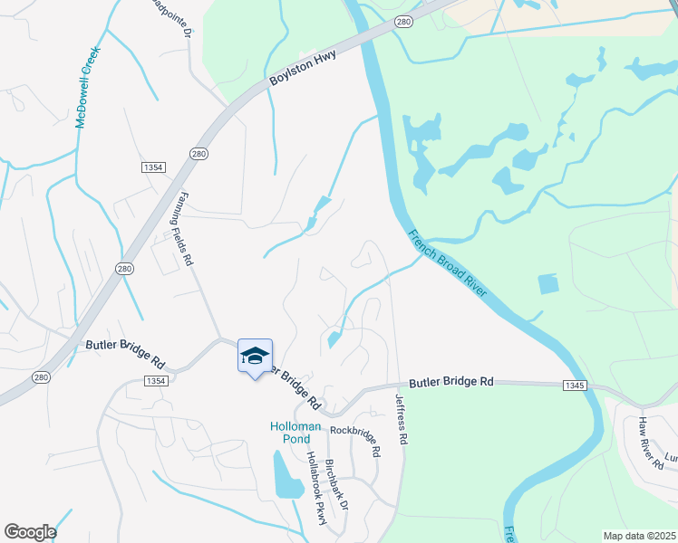 map of restaurants, bars, coffee shops, grocery stores, and more near 118 Creeks End Circle in Mills River