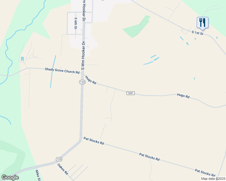 map of restaurants, bars, coffee shops, grocery stores, and more near 5280 Hugo Road in Hookerton