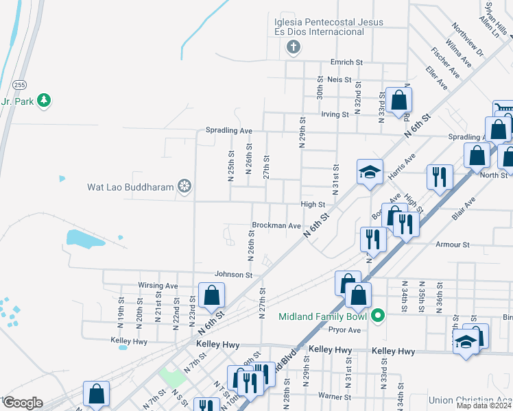 map of restaurants, bars, coffee shops, grocery stores, and more near 3226 North 26th Street in Fort Smith