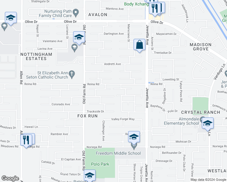 map of restaurants, bars, coffee shops, grocery stores, and more near 11623 Pacific Harbor Avenue in Bakersfield