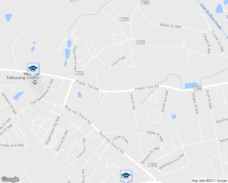 map of restaurants, bars, coffee shops, grocery stores, and more near 3331 Poplar Tent Road in Concord