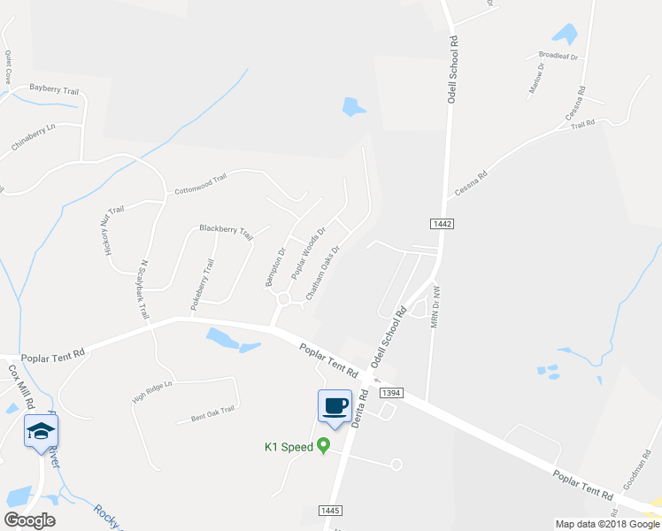 map of restaurants, bars, coffee shops, grocery stores, and more near 8264 Chatham Oaks Drive in Concord