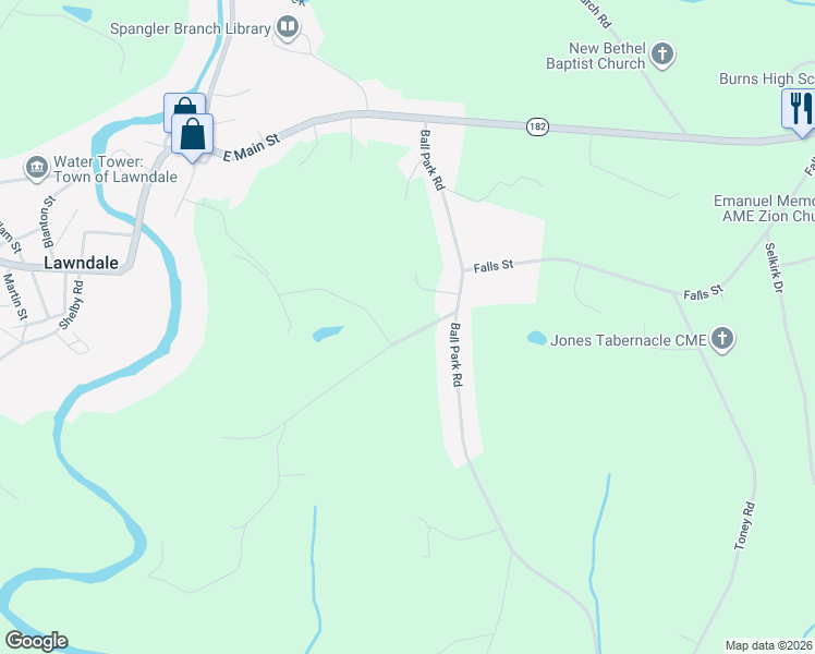 map of restaurants, bars, coffee shops, grocery stores, and more near 110 Old Stage Coach Road in Lawndale