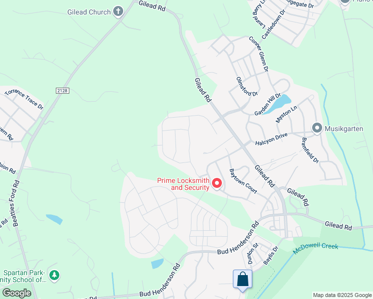 map of restaurants, bars, coffee shops, grocery stores, and more near 16017 Foreleigh Road in Huntersville