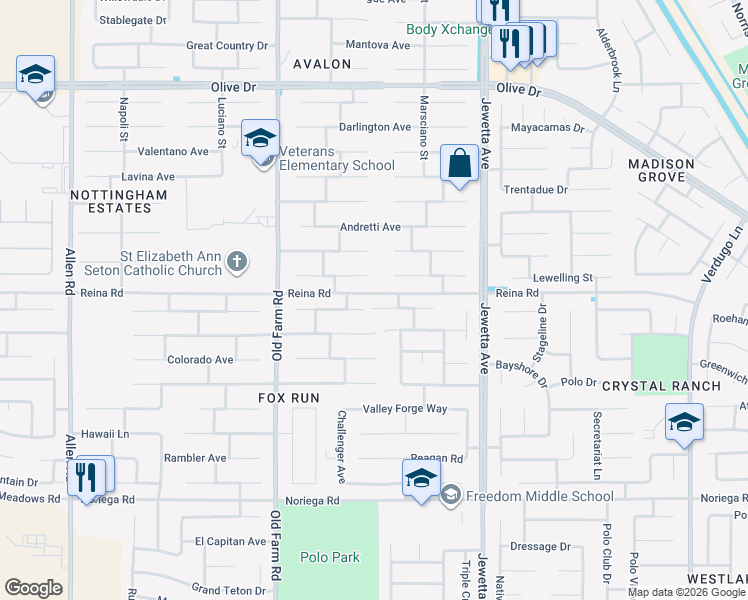 map of restaurants, bars, coffee shops, grocery stores, and more near 11704 Indianapolis Drive in Bakersfield