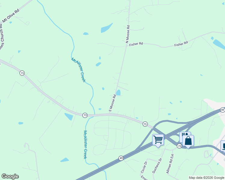map of restaurants, bars, coffee shops, grocery stores, and more near 380 South Moose Road in Mount Pleasant