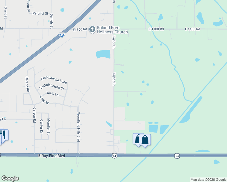 map of restaurants, bars, coffee shops, grocery stores, and more near 403 Taylor Drive in Roland