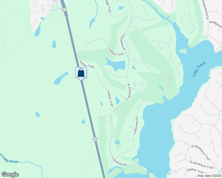 map of restaurants, bars, coffee shops, grocery stores, and more near 36 Indian Trail in Sanford