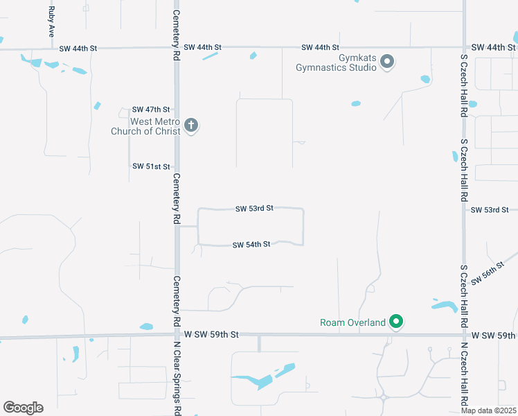 map of restaurants, bars, coffee shops, grocery stores, and more near 12716 Southwest 53rd Street in Mustang