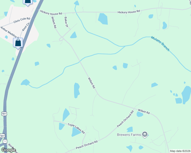 map of restaurants, bars, coffee shops, grocery stores, and more near 709 Willett Road in Sanford