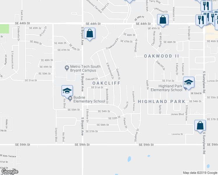 map of restaurants, bars, coffee shops, grocery stores, and more near in Oklahoma City