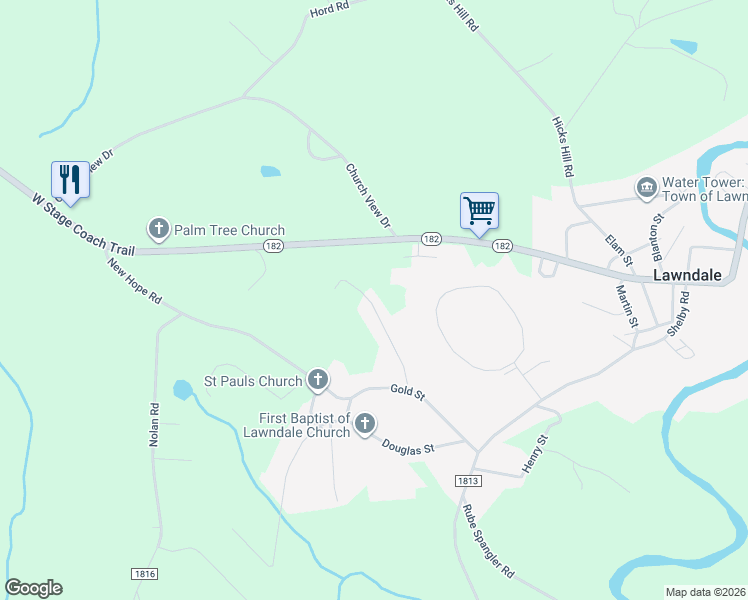 map of restaurants, bars, coffee shops, grocery stores, and more near 122 Cam Place in Lawndale