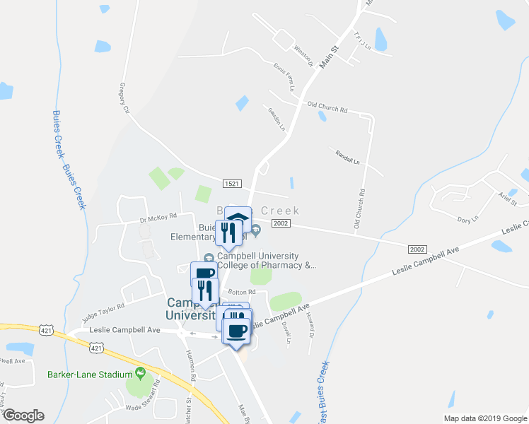 map of restaurants, bars, coffee shops, grocery stores, and more near 57 Kivett Road in Lillington