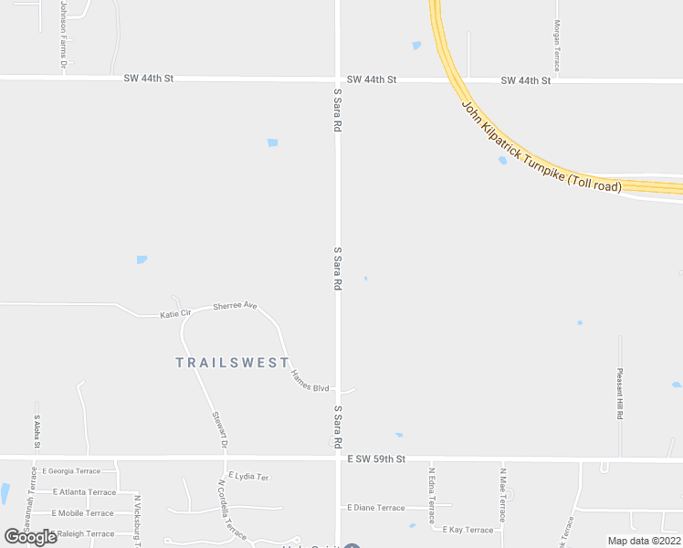 map of restaurants, bars, coffee shops, grocery stores, and more near 5301 South Sara Road in Mustang