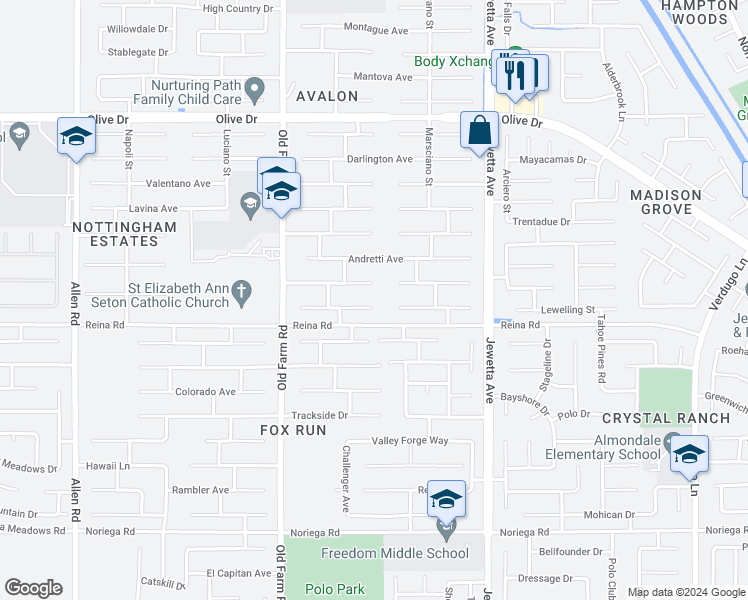 map of restaurants, bars, coffee shops, grocery stores, and more near 11704 New Hampshire Avenue in Bakersfield
