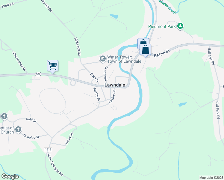 map of restaurants, bars, coffee shops, grocery stores, and more near 203 West Main Street in Lawndale