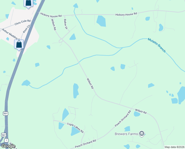 map of restaurants, bars, coffee shops, grocery stores, and more near 709 Willett Road in Sanford