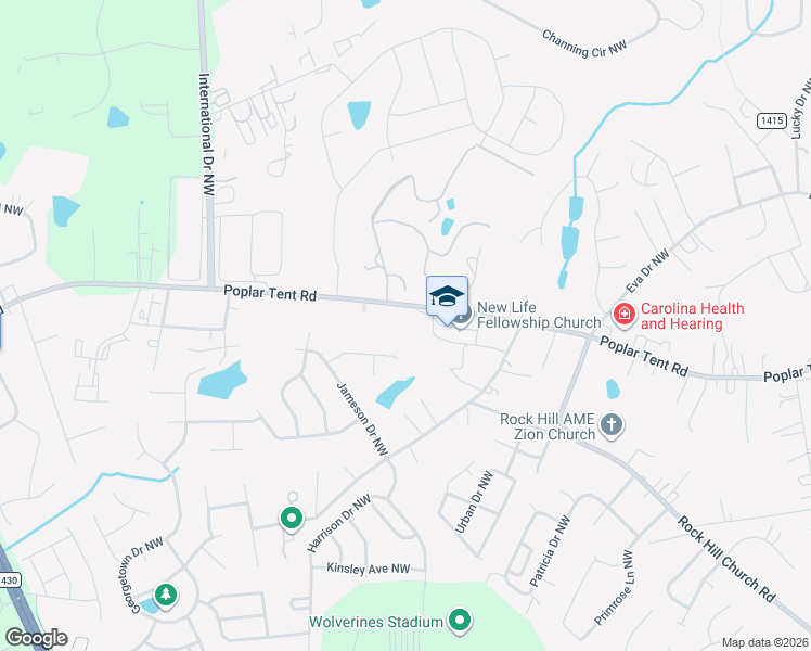 map of restaurants, bars, coffee shops, grocery stores, and more near 4123 Poplar Tent Road in Concord