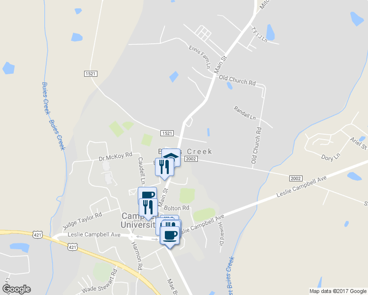 map of restaurants, bars, coffee shops, grocery stores, and more near 478 Main Street in Lillington