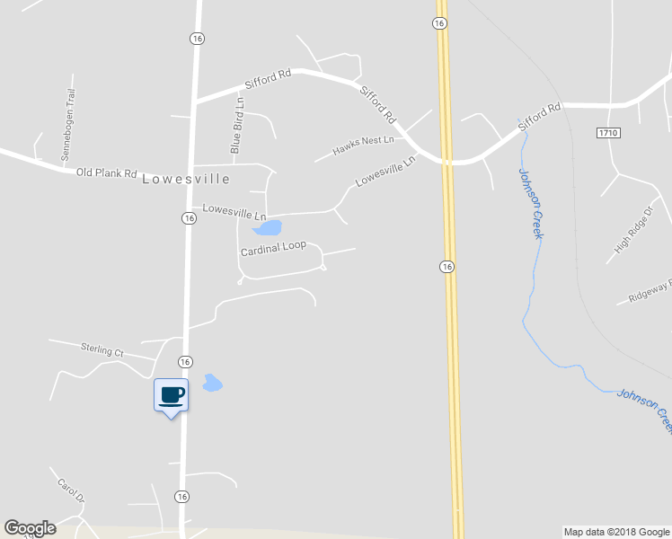 map of restaurants, bars, coffee shops, grocery stores, and more near 2128 Cardinal Loop in Stanley