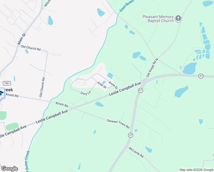 map of restaurants, bars, coffee shops, grocery stores, and more near 70 Ariel Street in Lillington