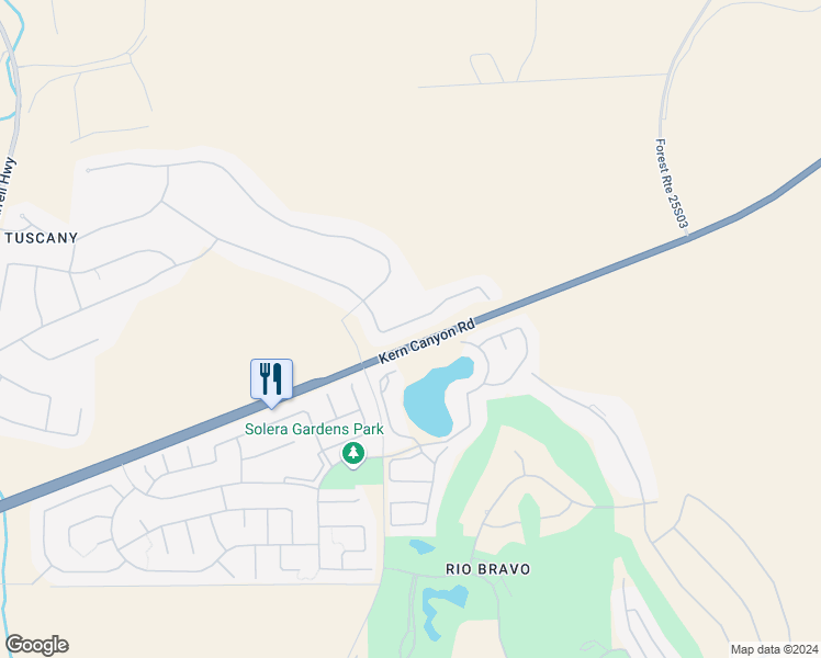 map of restaurants, bars, coffee shops, grocery stores, and more near 14601 Masaccio Lane in Bakersfield