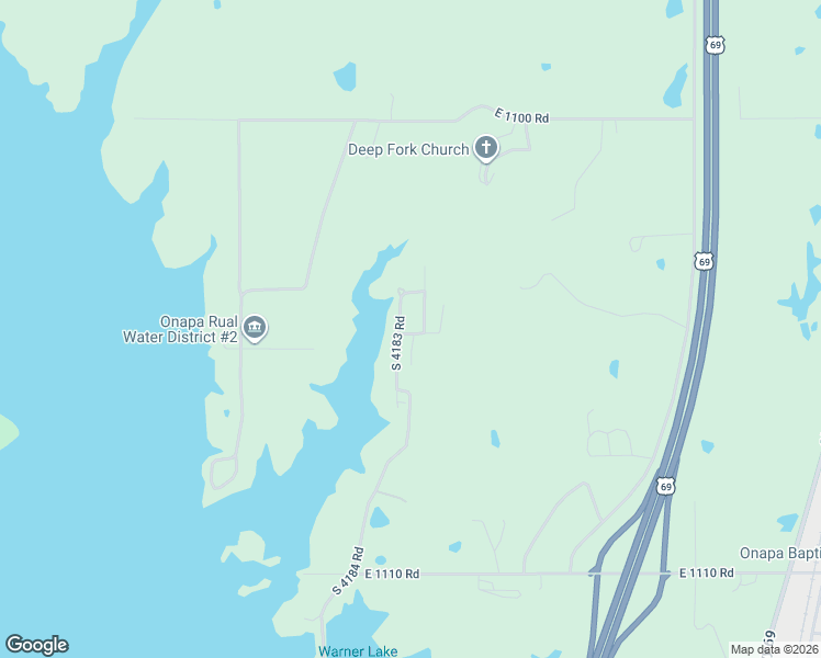 map of restaurants, bars, coffee shops, grocery stores, and more near 110768 South 4184 Road in Checotah