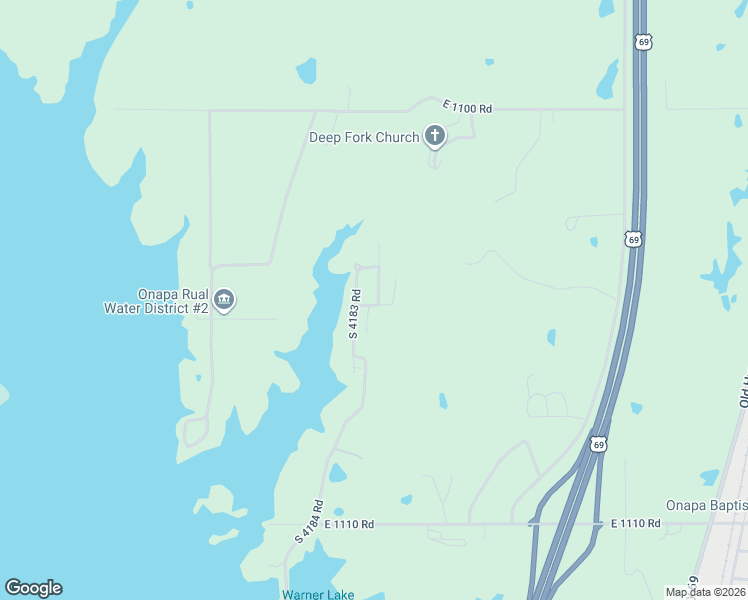 map of restaurants, bars, coffee shops, grocery stores, and more near 110768 South 4184 Road in Checotah