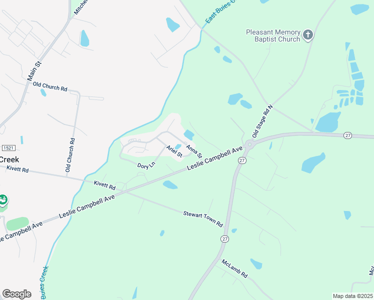 map of restaurants, bars, coffee shops, grocery stores, and more near 111 Anna Street in Lillington