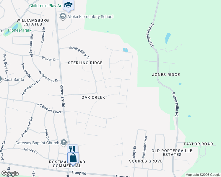 map of restaurants, bars, coffee shops, grocery stores, and more near 167 Buck Trail Lane in Atoka