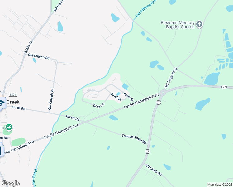 map of restaurants, bars, coffee shops, grocery stores, and more near 124 Ariel Street in Lillington