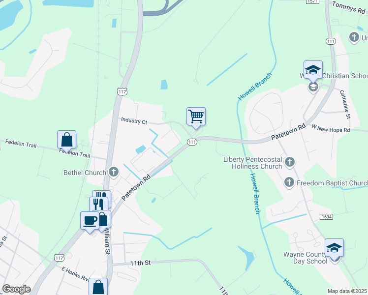 map of restaurants, bars, coffee shops, grocery stores, and more near 219 North Carolina 111 in Goldsboro